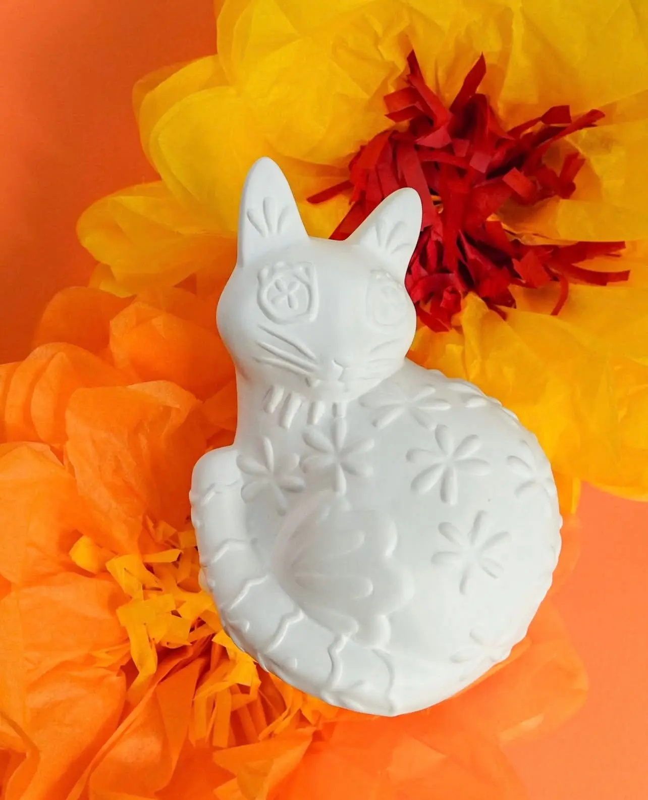 Dia De Muertos Paintable Ceramic Cat Figurine