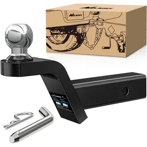 Nilight Fusion Trailer Hitch Mount with 2 Inch Trailer Ball & 5/8" Hitch Pin Clip Fits 2-Inch Receiver 7500 lbs 2" Rise Boating Accessories Fishing Equipment Dual Pump Fishing Bundle Harness