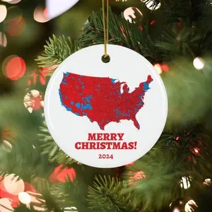 2024 Election Map Ceramic Ornament, USA Electoral Map 2024 Election American President Red Wave Ceramic Christmas Tree Ornament, Trump Gifts