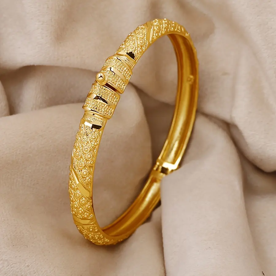 Elegant Gold-Plated Beaded Open Bangle Stacks - Women's Classic Vintage Statement Jewelry, Gold Aesthetic All-Season Accessory, Everyday/Special Occasion Wear, Valentine’s Day Gift, TikTok Shop Spring Refresh Collection, Jewelry For Women, Gold Jewelry, W