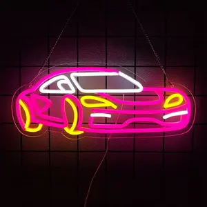 Sports Car Neon Signs for Wall Decor,Garage Neon Light,Usb Powered Car Signs Light Up Sign for Kids Bedroom Boys Room Playroom Man Cave Bar Birthday Gifts, Neon Accent Lights, Decorative Lights