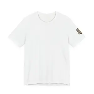 Vintage Patch Sleeve T‑Shirt — Distressed Leather Patch Short Sleeve Tee