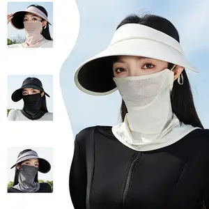 Wide-brimmed, open-top sun hat for spring and summer, stylish and high-end sun protection brim, made of ice silk material with UV protection.