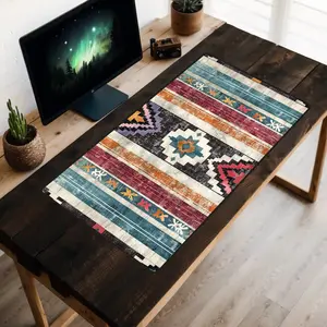 Native American Pattern Desk Mat, Boho Desk Mat, Mayan Mousepad, Aztec Desk Topper, Tribal Play Mat, Trendy Workspace, Muted Colors, Chic