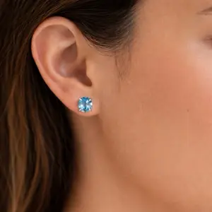 Blue Topaz Stud Earrings