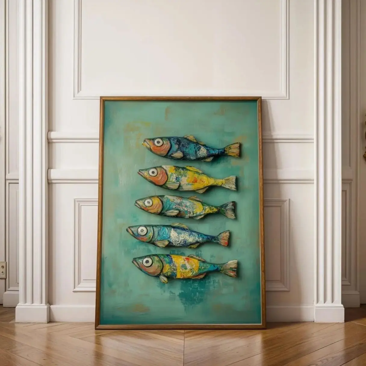 Vintage Sardines Wall Art Colorful Seafood Kitchen Print D