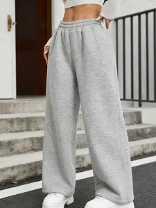 A set of casual gray sweatpants, Casual Comfy Pocket, suitable for autumn and winter, suitable for home, indoor, and outdoor wear, Casual Street Trousers