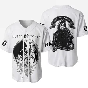 Sleep Token Baseball Jersey – Dark Metal Band Moon Graphic Button Shirt