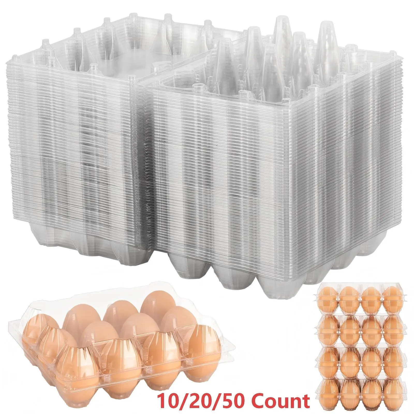 Clear Plastic Egg Cartons, Reusable Stackable Egg Containers for Farm, Market & Fridge Storage, 3×4 Grid, Refrigerator Storage, Stackable Fridge Organizer, Kitchen
