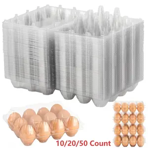 Clear Plastic Egg Cartons, Reusable Stackable Egg Containers for Farm, Market & Fridge Storage, 3×4 Grid
