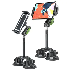 Heavy Duty Off-Road Car Tablet Mount – Dual Strong Suction Cup iPad Holder for Truck SUV, Universal Phone Stand for Dashboard Windshield Navigation Recording