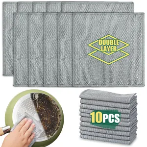 10PCS Double Layer Wire Dishwashing Rag, Non Scratch Wire Dishcloth, Multipurpose Wire Dishwashing Rags for Wet and Dry