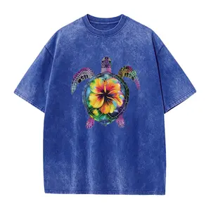 Women's Casual Crew Neck Short Sleeve Turtle Graphic T-Shirt, 100% Polyester Knit Fabric, Animal Pattern, Regular Length - All Season Wear