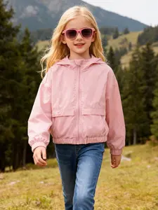 Single-piece  Girls' Korean Style Casual Long Sleeve Jacket, Lightweight Single Layer Sun Protection Windbreaker, Outdoor Leisure Activity Coat