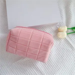 LMMAKE 1Pc Plush Makeup Bag – Cosmetic Travel Bag & Toiletry Bag for Women, Available in Pink & Blue. Cute Design Adds Style, Spacious Design Fits Travel Essentials. Durable Zipper Ensures Secure Closure, Easy to Carry for Trips, or On-the-Go Touch-Ups