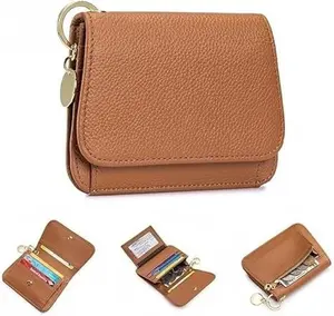 Women's Elegant Minimalist Short Slim Wallet All-match Trendy Mini 3 Bifold Purse RFID Blocking Card Holder Money Clip ID Window Compact Coin Purse Ideal Gift