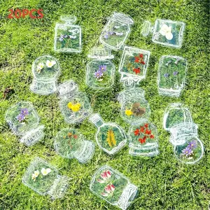 20 PCS Random Pattern Clear Dried Flower Bookmarks,DIY Bookmarks, Glassware Personalized Stickers, NaturalFlower Bookmarks, Bookmark Stickers, Bookmark Crafts