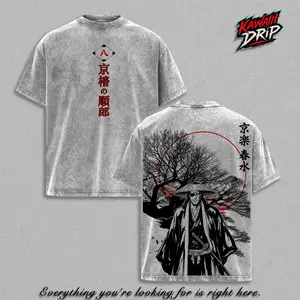 Shunsui Kyoraku Bleach Graphic Tee Vintage Washed Shirt Unisex Streetwear Anime Shirt Soul Reaper Samurai Manga Tee Captain Squad 8 Anime Fan Gift Apparel
