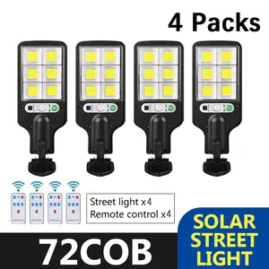 4 Pack Solar Outdoor LED Street Lights with smart remote control and IP65 motion sensor. Features 3 lighting modes, suitable for walkways, garages and courtyards. A waterproof lighting solution for household and outdoor areas.