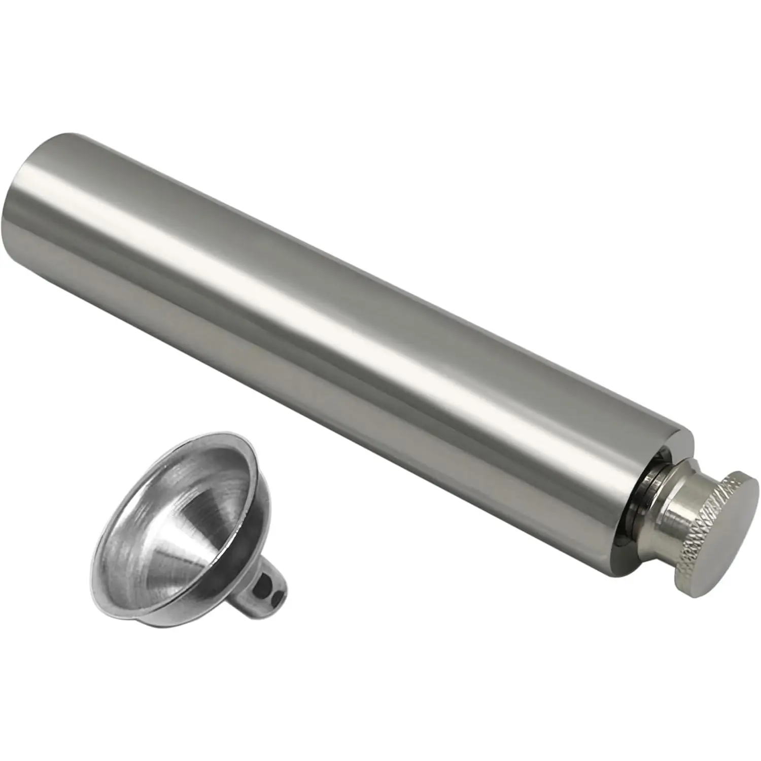 Stainless Steel 2oz Flat Bottom Tube Flask Mini Tube Drinkware Portable Cylindrical  Flask (Mirror Finish)