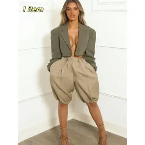 Women's Fashionable Elastic Waist Loose-Fitting Casual Pants, Versatile Plain Design for All Seasons, Comfortable Fitted Style