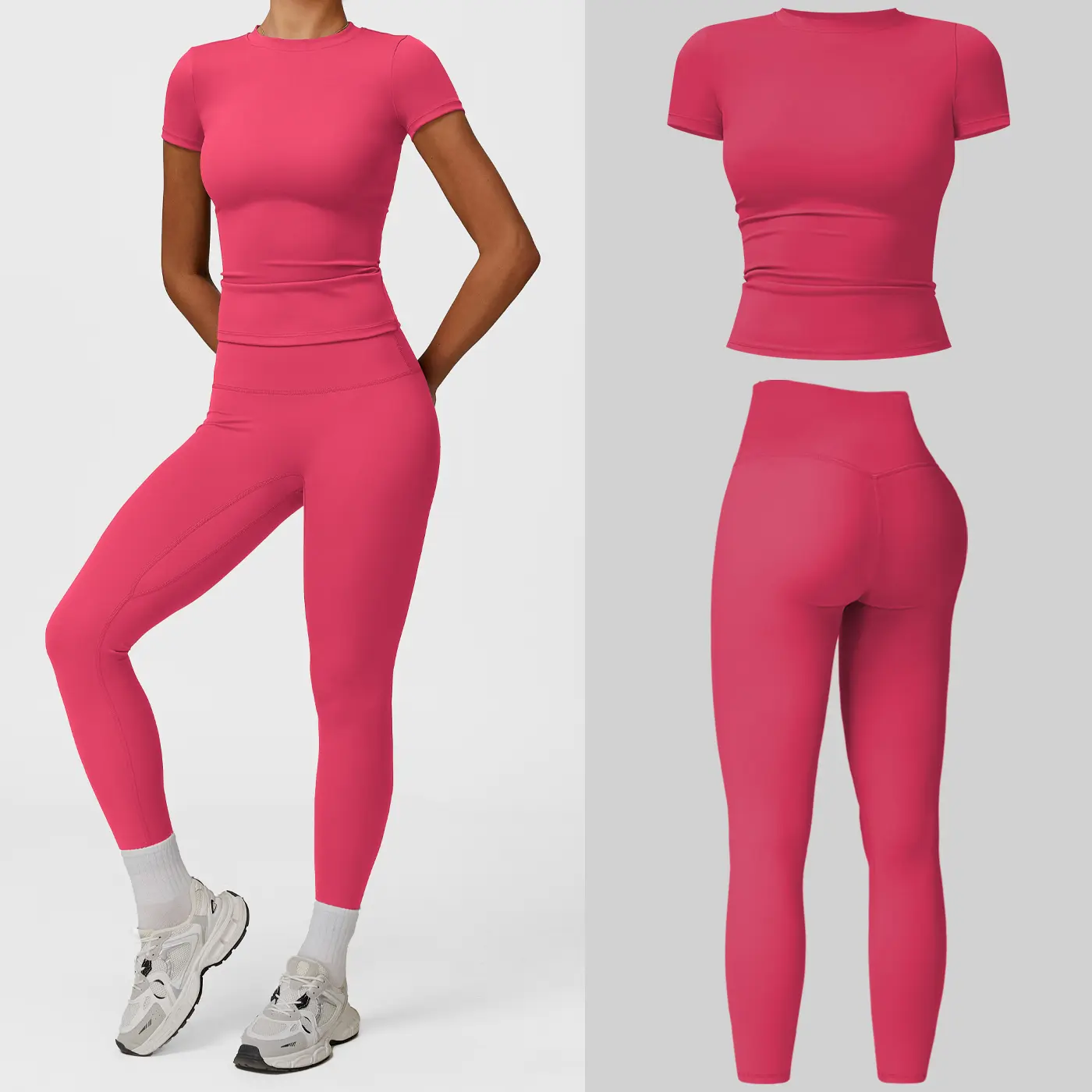 Short Sleeve Set - Peony Red