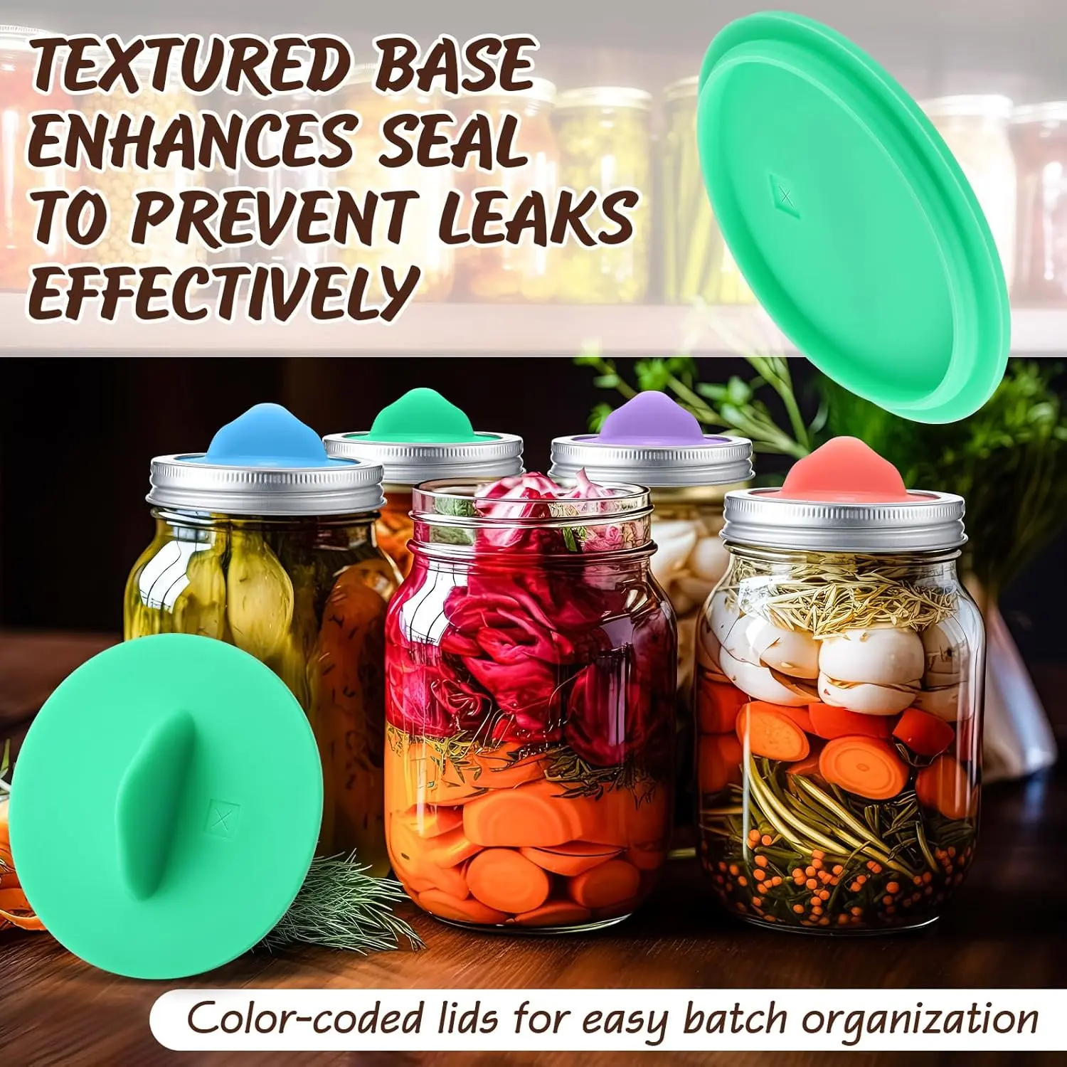 Airlock Fermentation Lids for Wide Mouth Mason Jars, 4 Pack Silicone ...