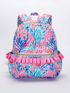 Seaweed Print With Ruffle Kids Backpack
