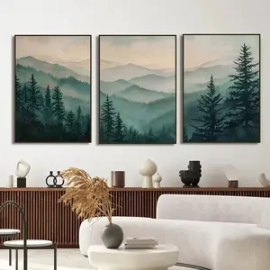 3-Piece Forest Mountain Landscape Canvas Wall Art, Framed & Unframed Options, Ideal for Living Room Decor, Home Office Accent Pieces