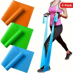 3-Pack Elastic Resistance Bands - Multicolor, 59-inch Stretching and Strength Training for Men and Women, Fitness Yoga