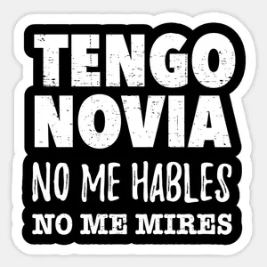 Funny Stickers - "Tengo Novia No Me Hables No Me Mires" Spanish Glossy Vinyl Customizable DIY Decal, Office Stationery Label, Car Window Accessory