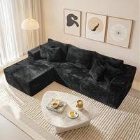 3 Seat Black L Shape Sofa Left Chaise
