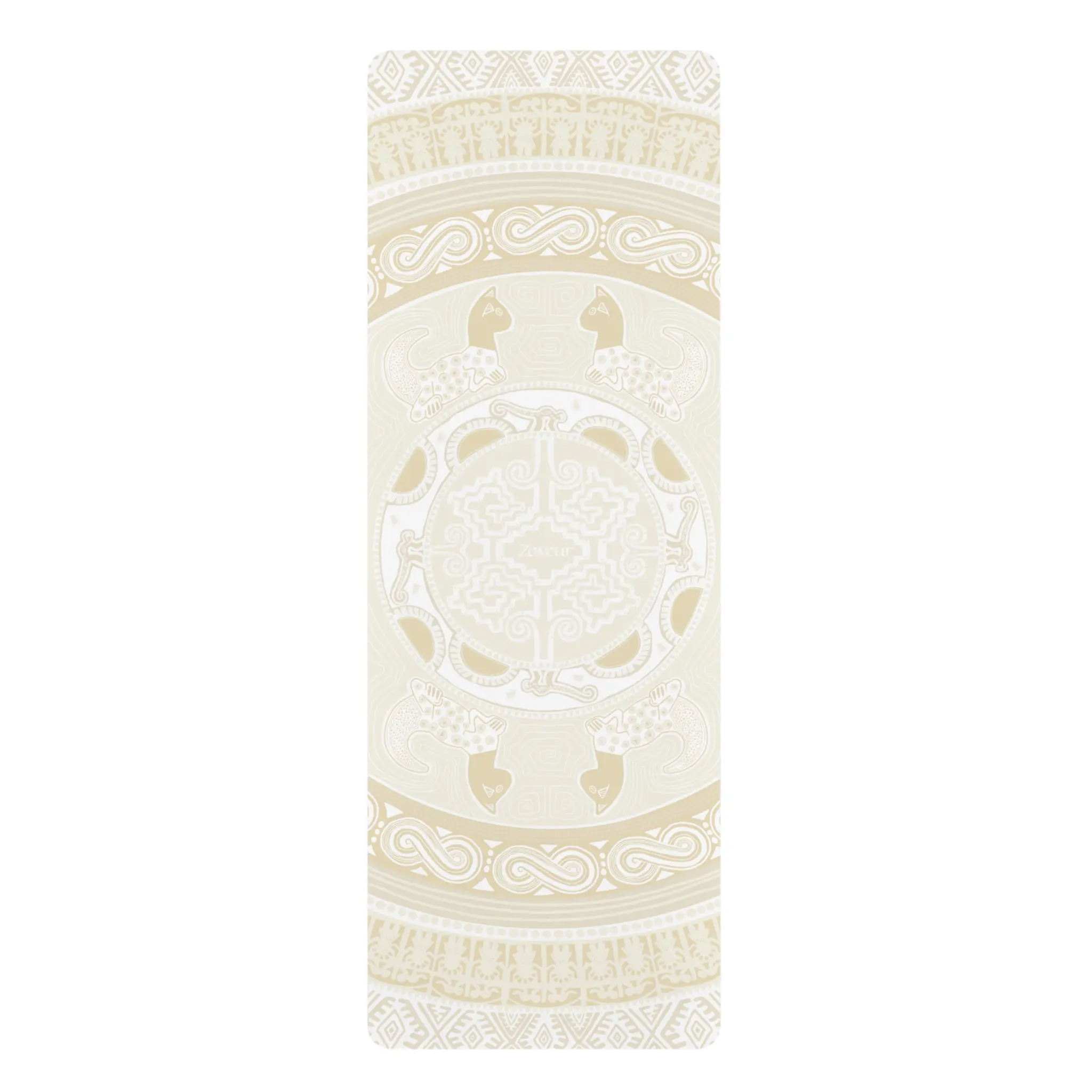 Colombian Dreams Yoga Mat  Beige Mandala Rubber Yoga Mat | Boho Lotus Meditation Design