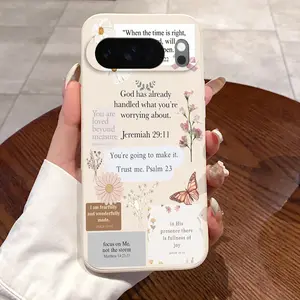 Rounded Edge TPU Phone Case for Google Pixel 10 9 8 7 Pro A XL Divine Encouragement Poster Pattern Drop Protection Shockproof Soft Liquid Silicone Smartphone Cover