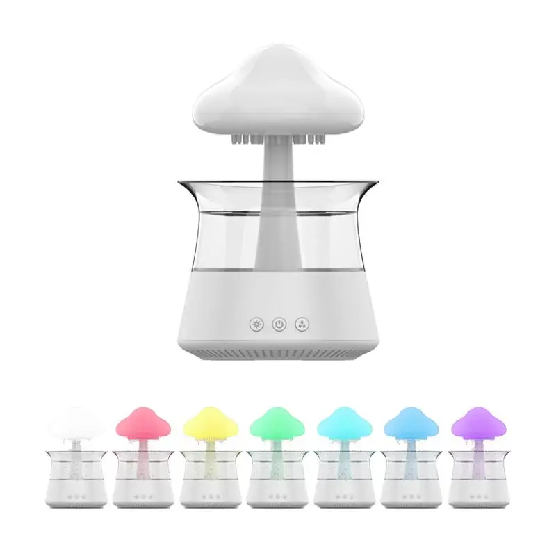 Mushroom Rain Cloud Design Humidifier, USB Powered Night Light Humidifier with 7 Color Changes, Creative Desktop Humidifier, Bedside Night Light for S