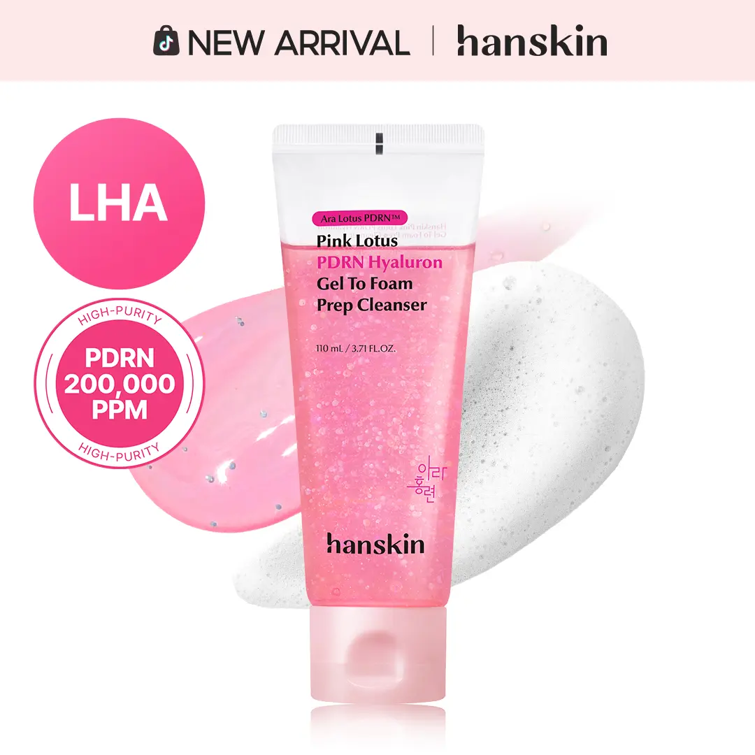 [NEW] [Hanskin] Korean PDRN Hyaluronic Acid Lotus Gel-to-Foam Prep Cleanser - Mild, Silky, Lightweight Vegan Formula for Exfoliating, Moisturizing, Pore Care & Radiant Skin