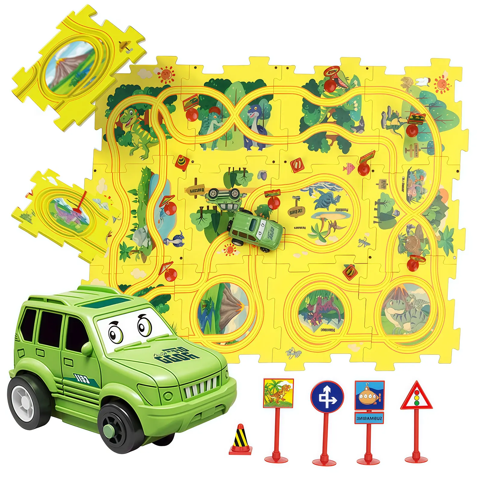 25 PCS Puzzle Racer Kids Car Track Set Puzzle Racer Car Track Set with Roadmap Puzzle Track Car Play Set Toys Montessori Toys for Toddler Boys And Girls Holiday Birthday Gifts