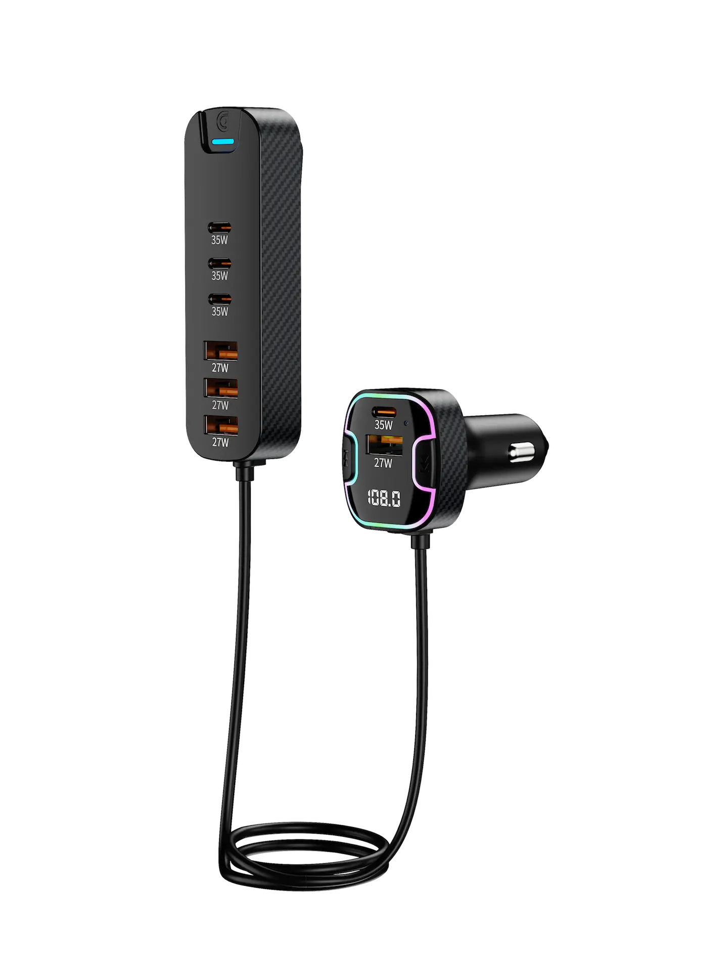 Griffin 8-in-1 Car charger with Backseat Hub & FM Transmitter