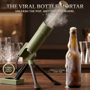 Mortar Bottle Opener, Hands-Free Cap Launcher, Heavy Duty Tactical Beer Opener, Unique Man Cave Decor, Funny Bar & Party Gadget
