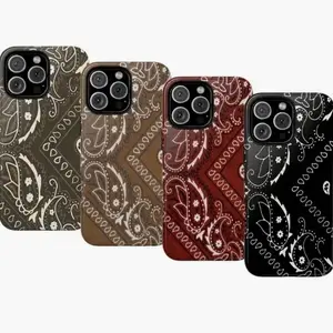 Combo Bandana Classic Design Phone Case, Bandana Rodeo Vibe Hard Tough TPU Cover Compatible with iPhone X, 11, 12, 13, 14, 15, 16, 17 Series & Galaxy Series