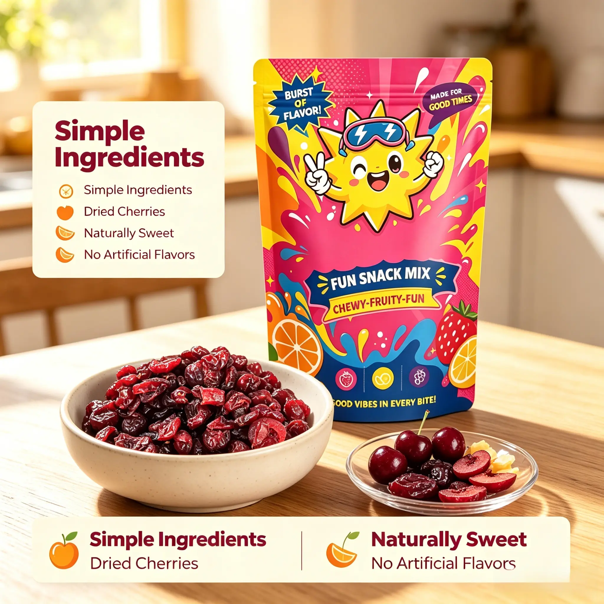 Cherry dried fruits, sweet and sour cherry snacks, naturally dried cherries, suitable for energy replenishment and daily enjoyment