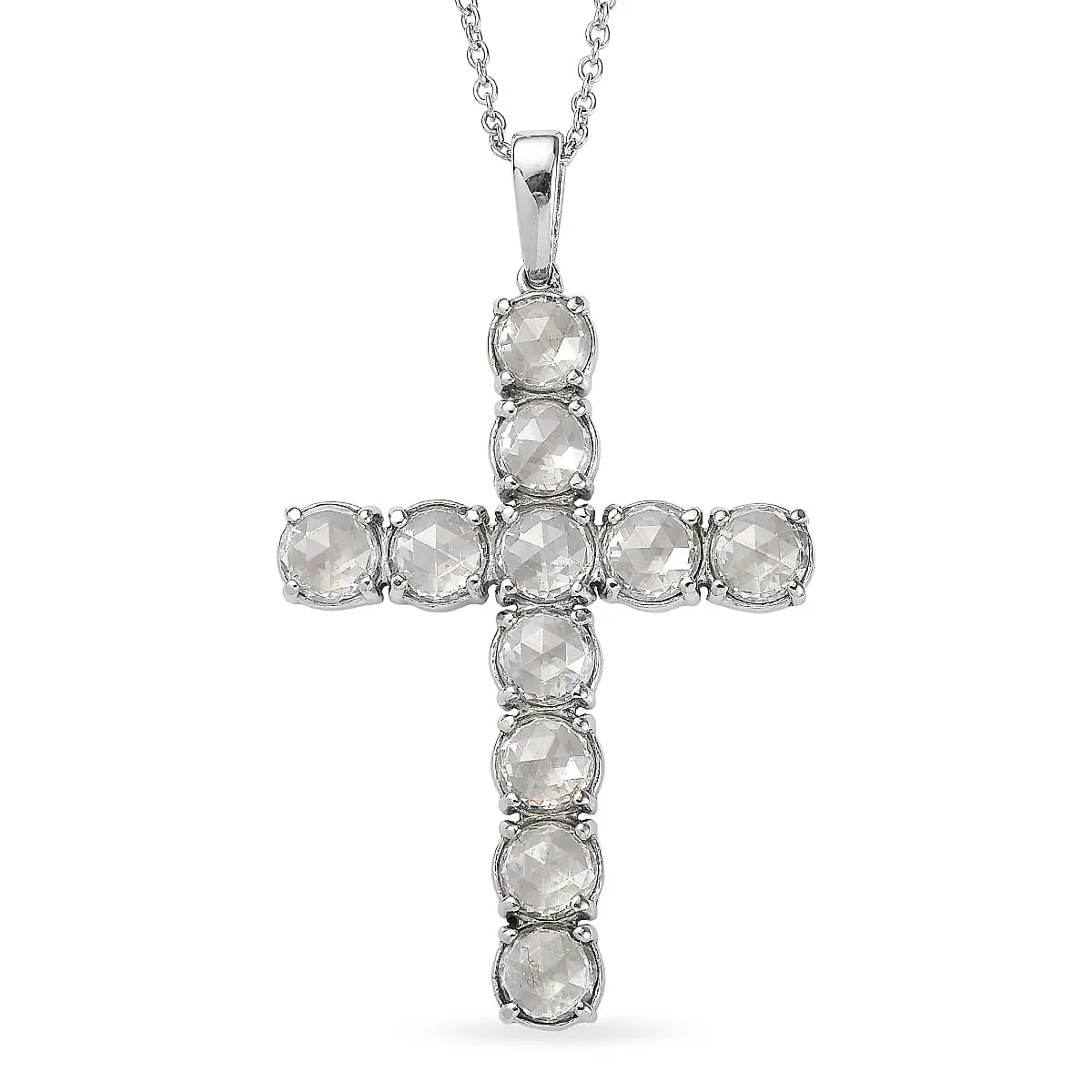 EverTrue Simulated Diamond Pendant Necklace (20 Inches) in Stainless Steel 13.50 ctw