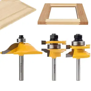 3PCS 1/4" Shank Router Bit Set, Raised Panel Cabinet Door Making Router Bits, Cemented Carbide Router Bits,