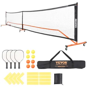 VEVOR Pickleball Net Set,  22FT Regulation Size Portable Pickleball System with Bags, Balls, Paddles, Wheels, and Court Lines, Weather Resistant Metal Frame & PE Net, for Outdoor Backyard Driveway