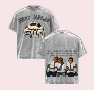 First Sunday Retro Acid Washed Tee, Vintage Faith Graphic Shirt, Faded Christian Streetwear, Classic Oversized Cotton T-Shirt, Unisex Spiritual Aesthetic Top, Timeless Retro Style