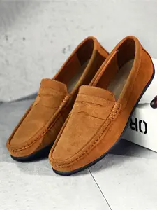 Men's Loafers, Leather Breathable Anti-Slip Rubber Soft Sole, Comfortable Slip-On Driving Shoes, Ideal for Daily Commute, Office, Summer, All Seasons