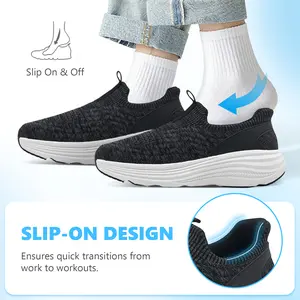 Lumubby Unisex Knit Running Shoes - Slip-On, Lightweight, Breathable Mesh Athletic Sneakers with EVA Sole for Walking, Workout