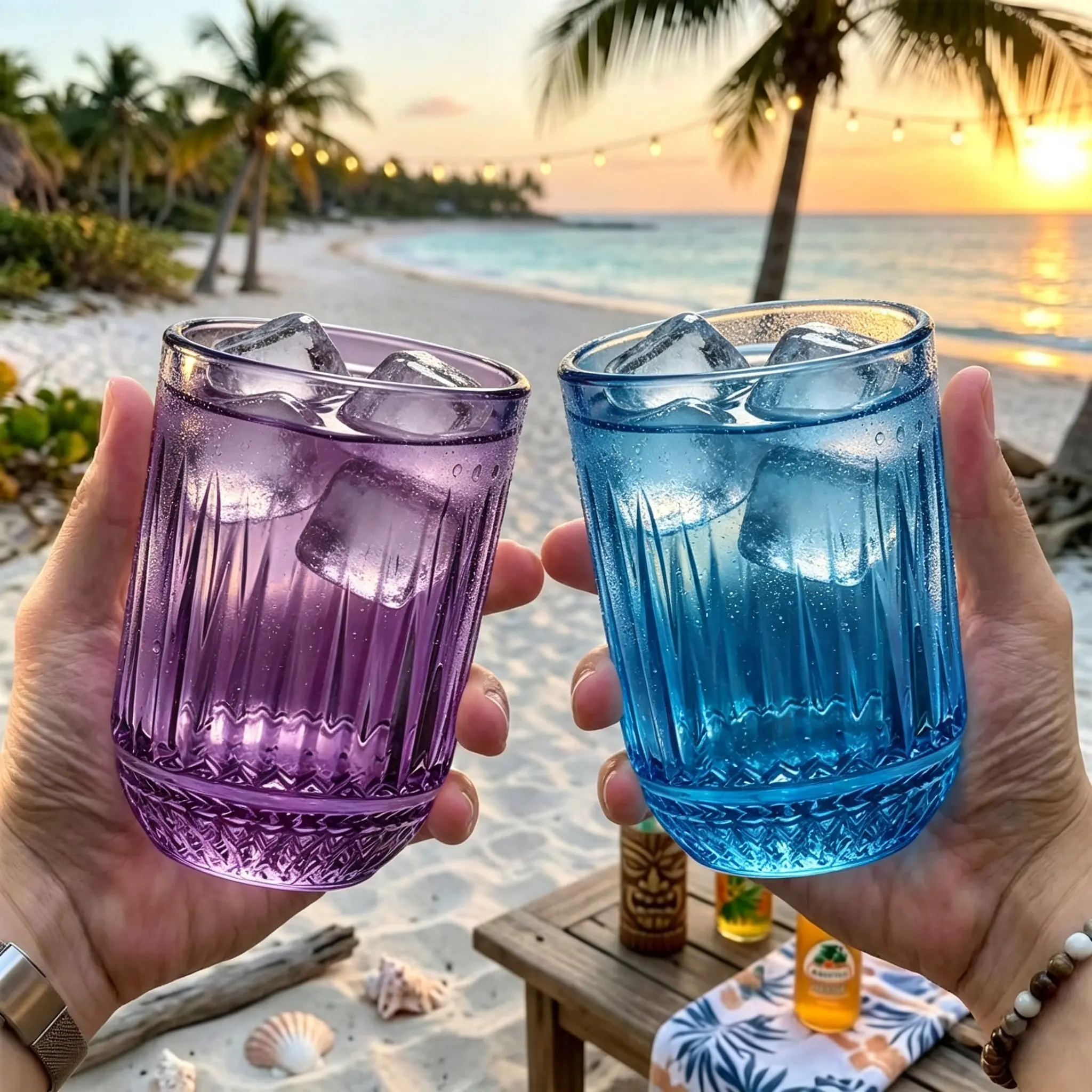 Vintage Hobnail Glass Cups Set of 8, 8oz Retro Colored Drinking Tumblers, Embossed Juice Glasses for Water, Cocktail, Iced Tea, Kitchen & Party