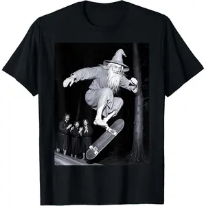 100% Cotton Printed Street-Style T-Shirt Wizard Skateboarding Funny Skater Graphic Tees Men Women T-Shirt