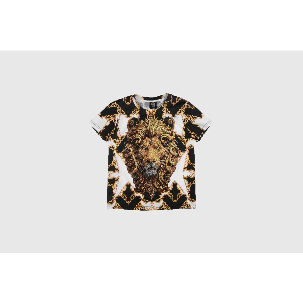 TCH - Gold Lion King Rhinestone Tee | Sparkly Gothic Graphic Top | Luxury Streetwear Oversized T-Shirt | TCH Exclusive Heavy Craft Baroque Aesthetic Tee